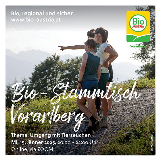 Ankündigung online Bio-Stammtisch Vorarlberg 15.1.2025