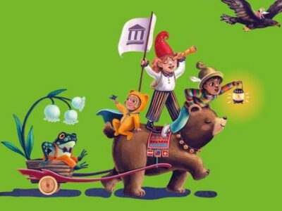 Illustration von Kindern auf Bären