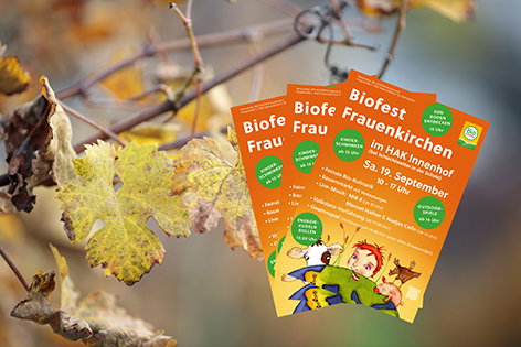 Herbstlaub mit Biofest-Einladung Frauenkirchen