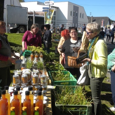 Besucher und Verkäufer beim Biofest Langeck 2017