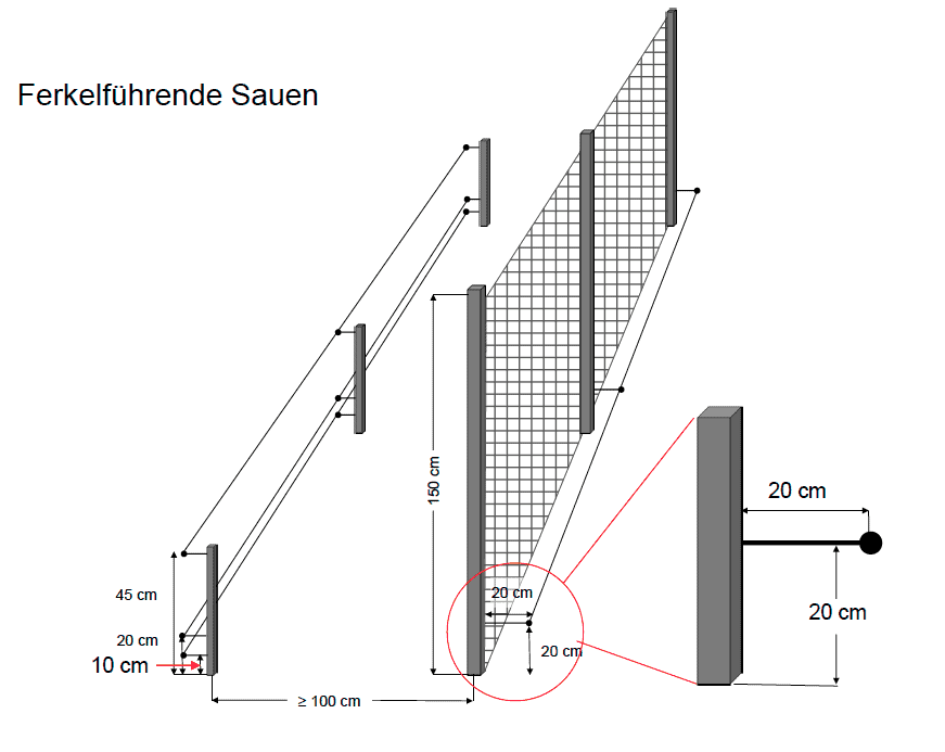 Skizze Aufzucht Schweine Freilandzaun